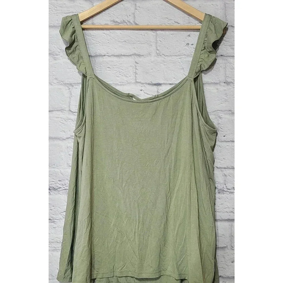 Torrid Lattice Ruffle Sleeve Tank Top Women's Size 3X Jade Green Super Soft - Picture 2 of 4